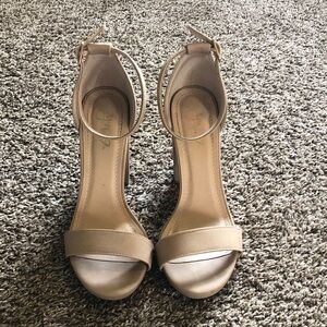 Ankle-Strap Open-Toe Heels in Light Nude